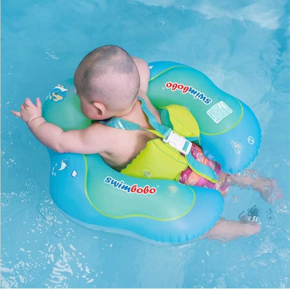 Kids Inflatable Swim Ring w Safety Support Bottom Swimming Pool Accessories